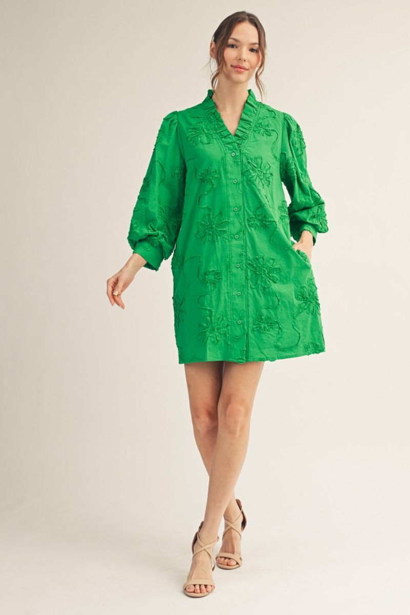 Jodifl 3/4 Puff Sleeve Puff Flower Dress