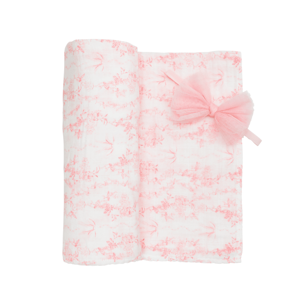 Mudpie Pink Toile Swaddle and Headband