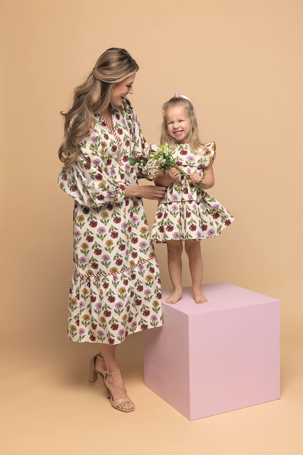 Mudpie Toddler Multi Floral Ruffle Dress