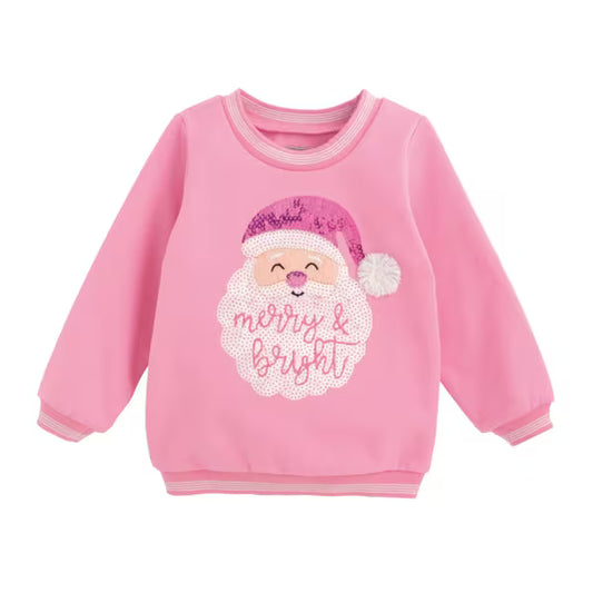 Mudpie Toddler Santa Merry & Bright Sequin Sweatshirt