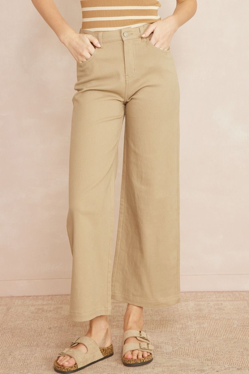 Entro Straight Leg Pants - Tan