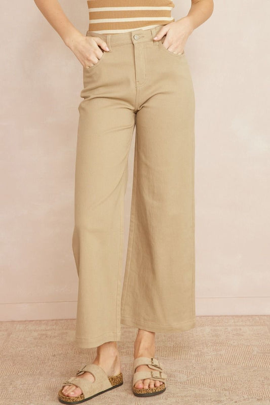 Entro Straight Leg Pants - Tan