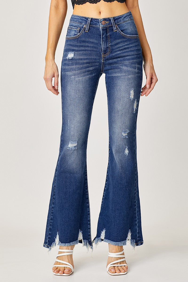 RJ High Rise Distressed Flare Jeans RDP1271