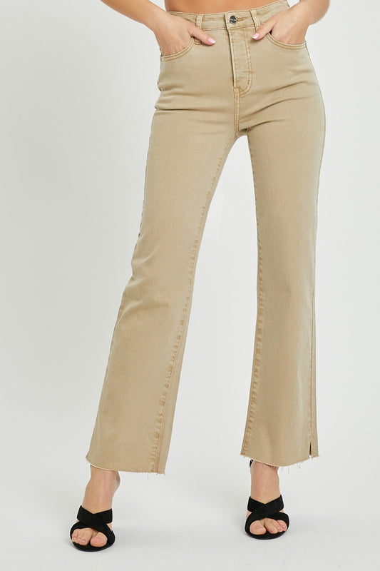 RJ Tummy Control Raw Hem Jeans - Sand P5507