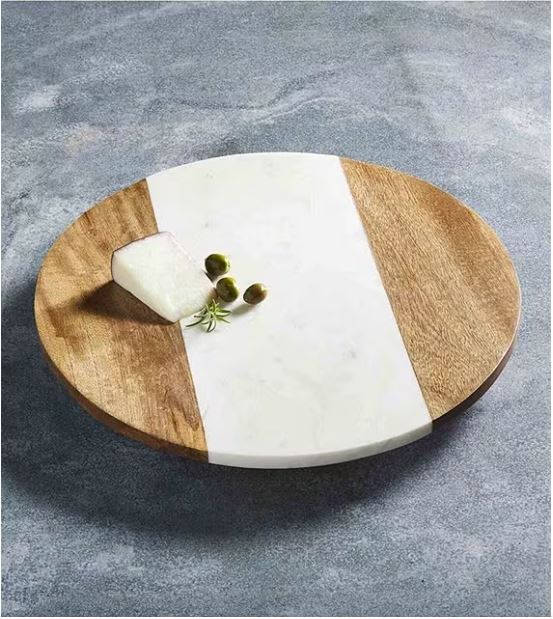 265 MP Marble/Wood Lazy Susan