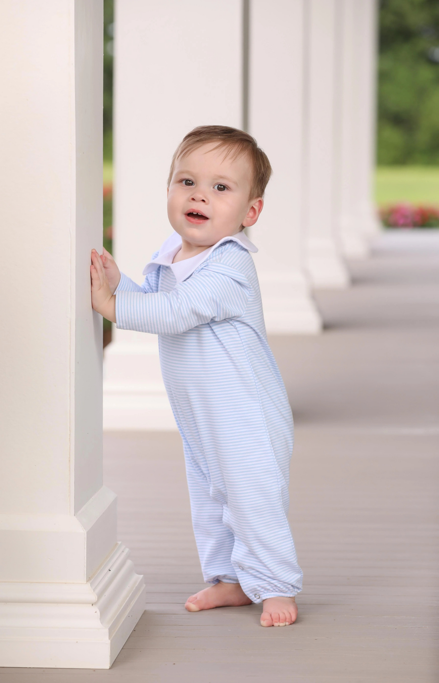 TS William Romper - Light Blue Stripes