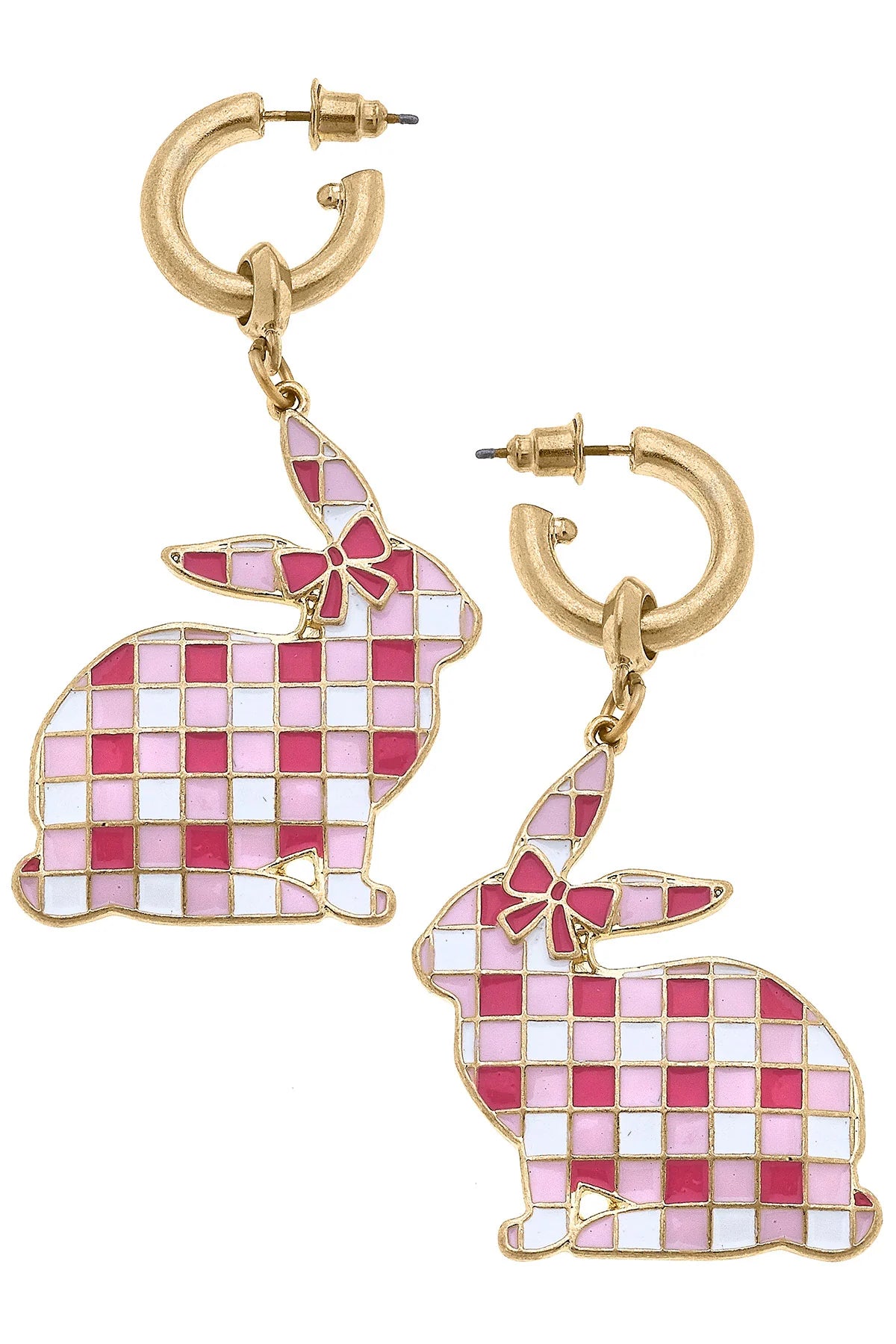 Canvas Stella Gingham Bunny Earring