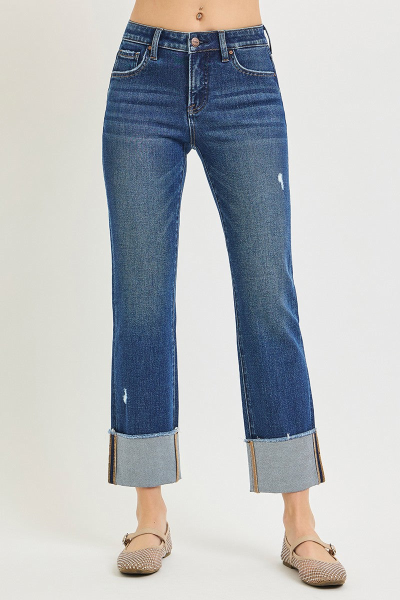 Risen Tummy Control Cuff Jeans
