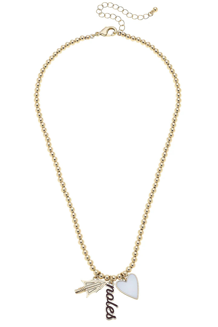 Canvas Gameday Ball Bead Charm Necklace