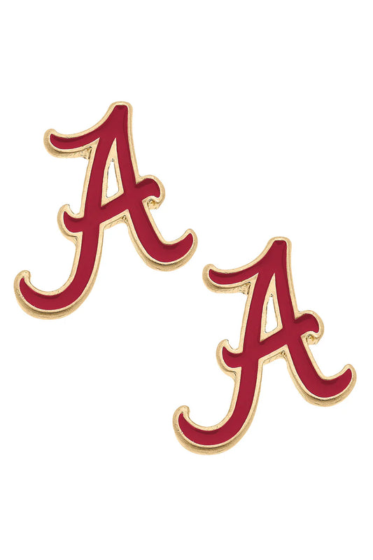Canvas Enamel Alabama Logo Stud Earrings