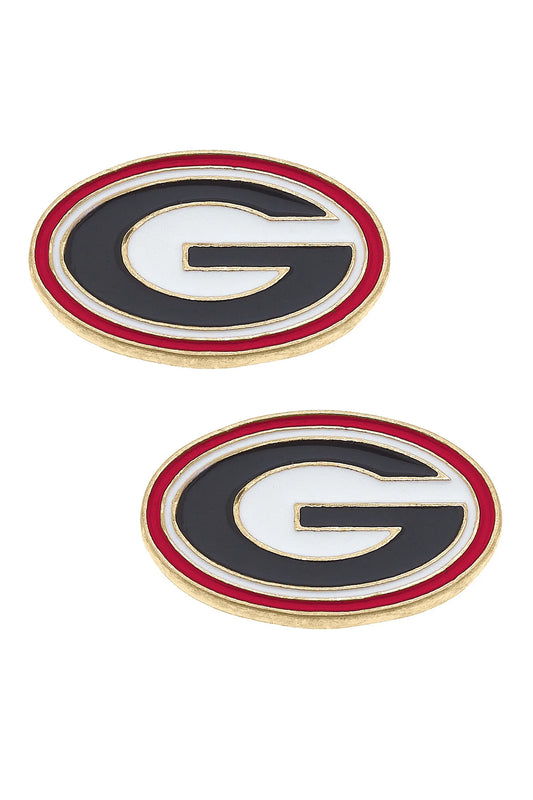Canvas Georgia Bulldogs Enamel Logo Stud Earrings