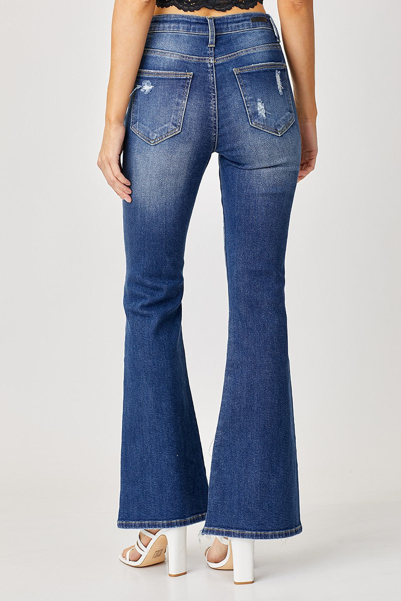 RJ High Rise Distressed Flare Jeans RDP1271