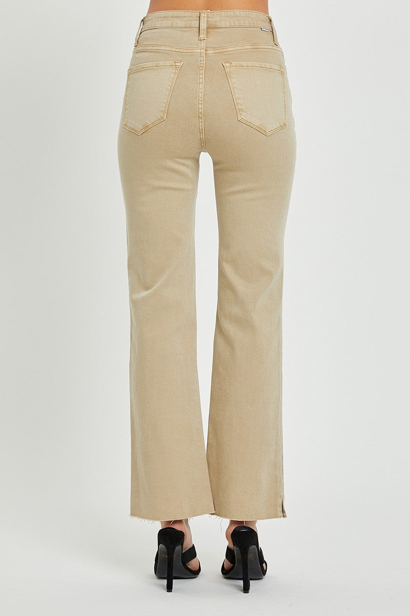 RJ Tummy Control Raw Hem Jeans - Sand P5507