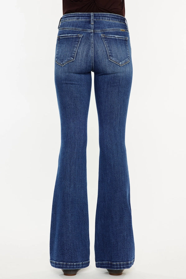 Kancan Petite Mid Rise Flare Jeans -KC20041M-PT