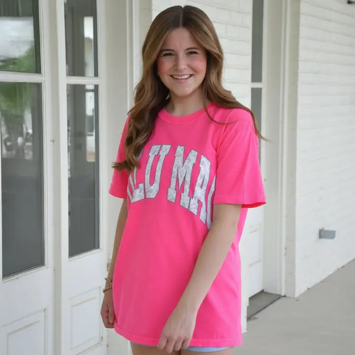 LULU MAC Neon Pink Camo Tee