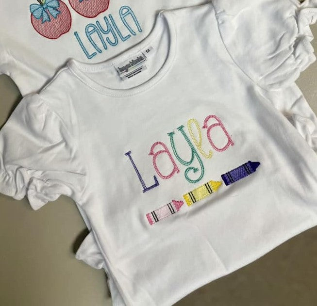 Sketch Stitch Shirt - Rainbow Crayons