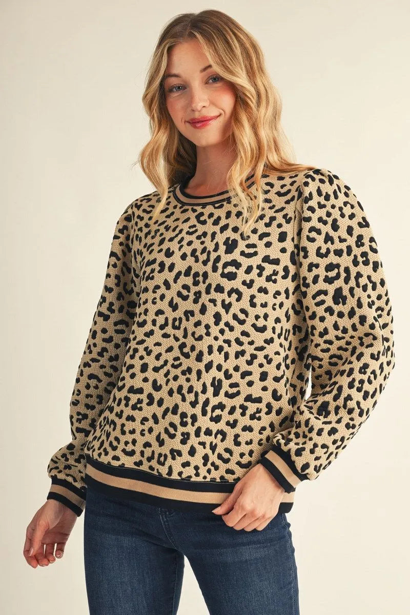 Jodifl Leopard Top with Striped Band