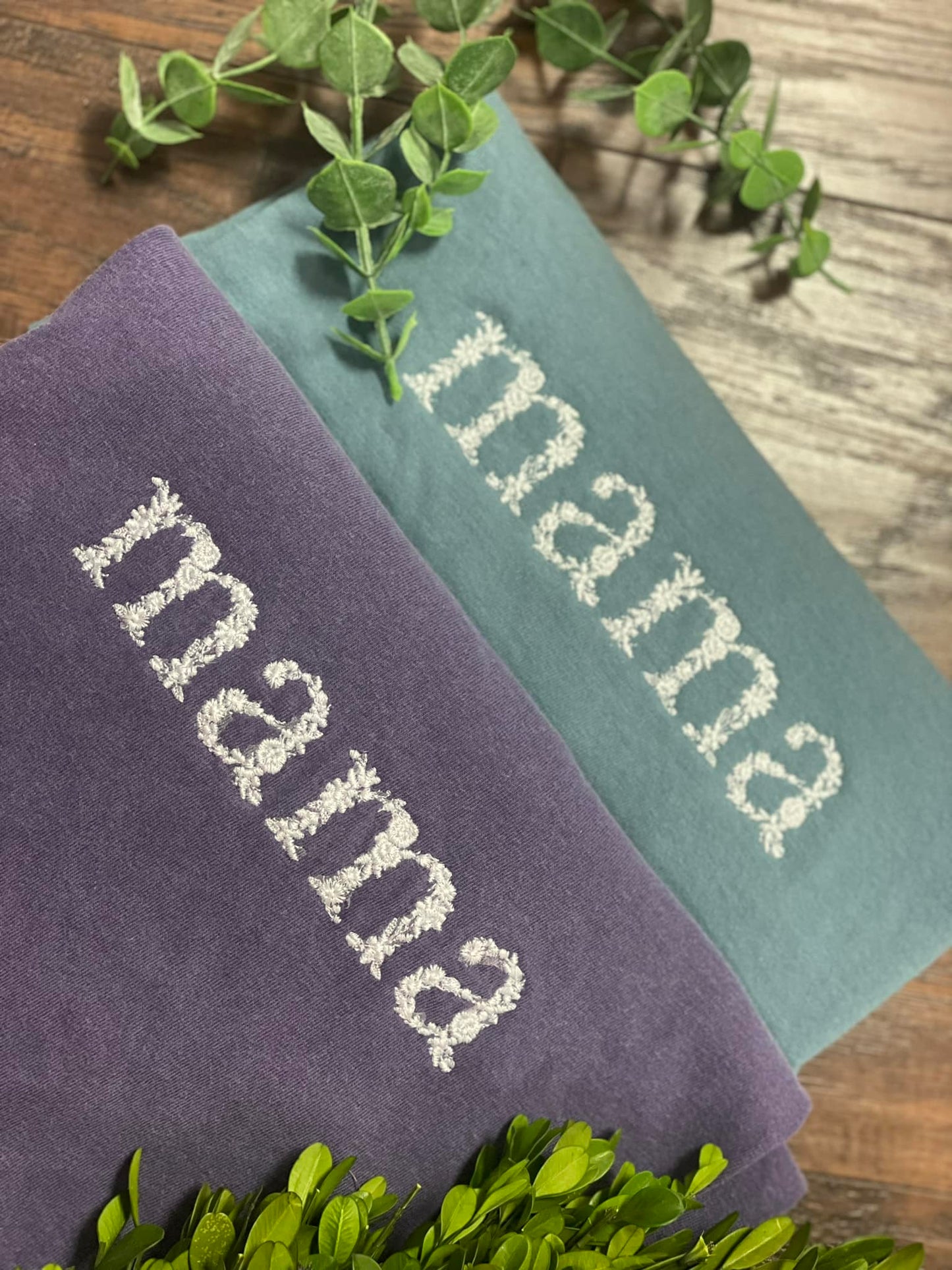 Embroidery Comfort Color Floral Mama Tee