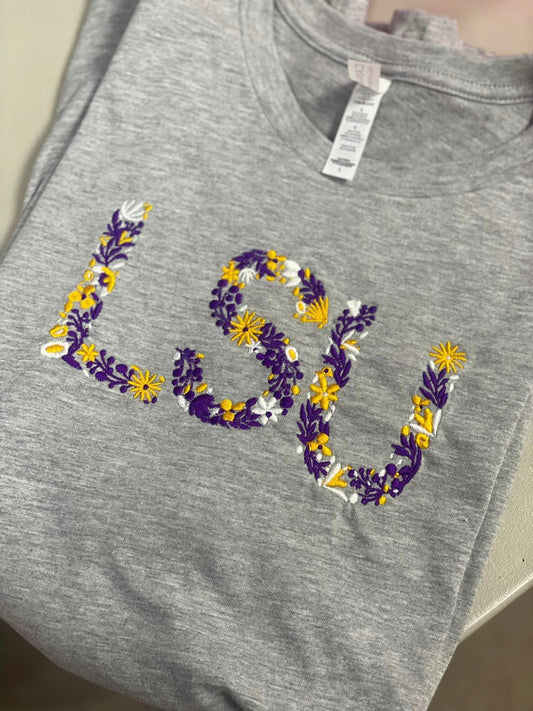 Embroidery Tee Floral Block LSU