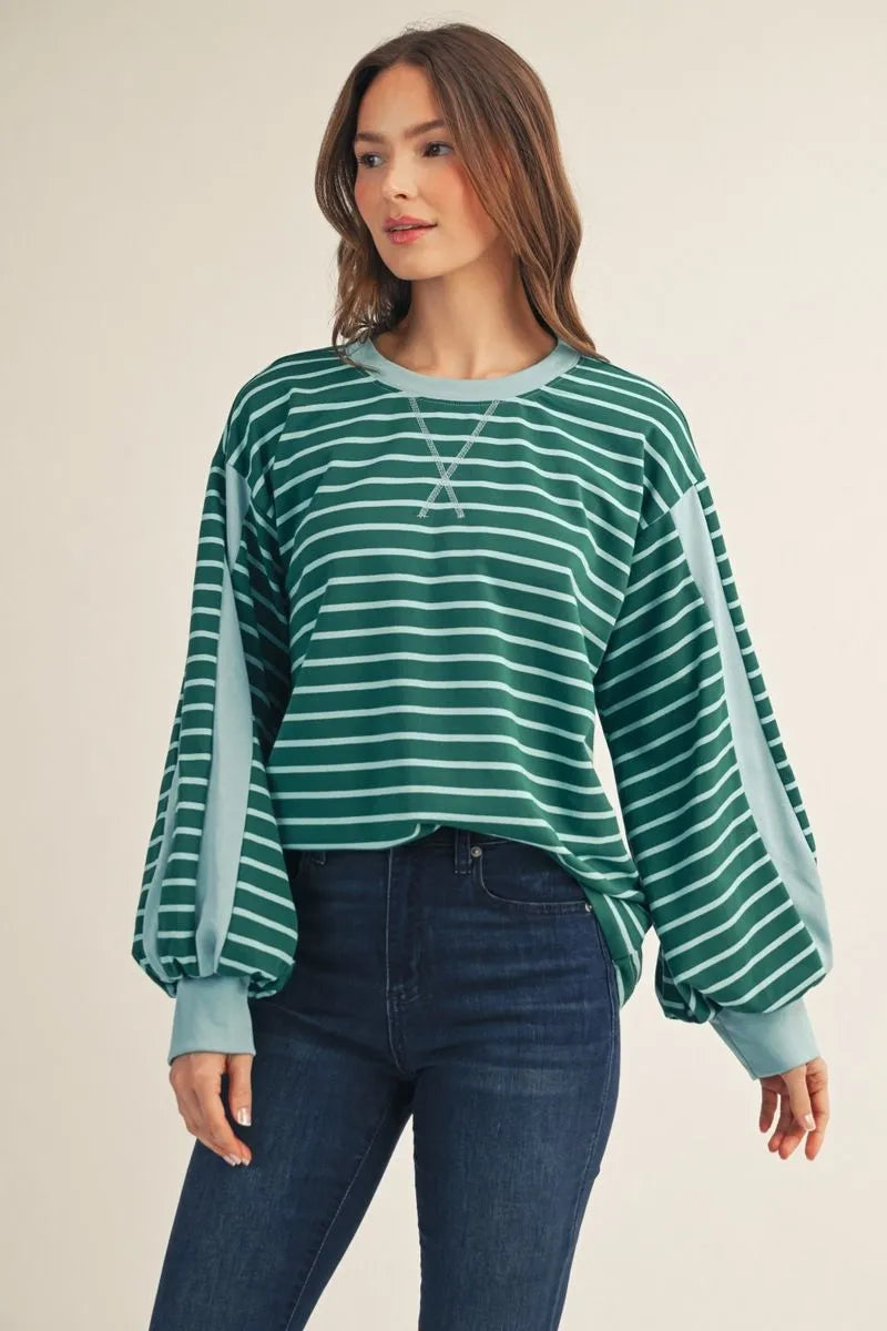 Jodifl Striped Puff Long Sleeve Top