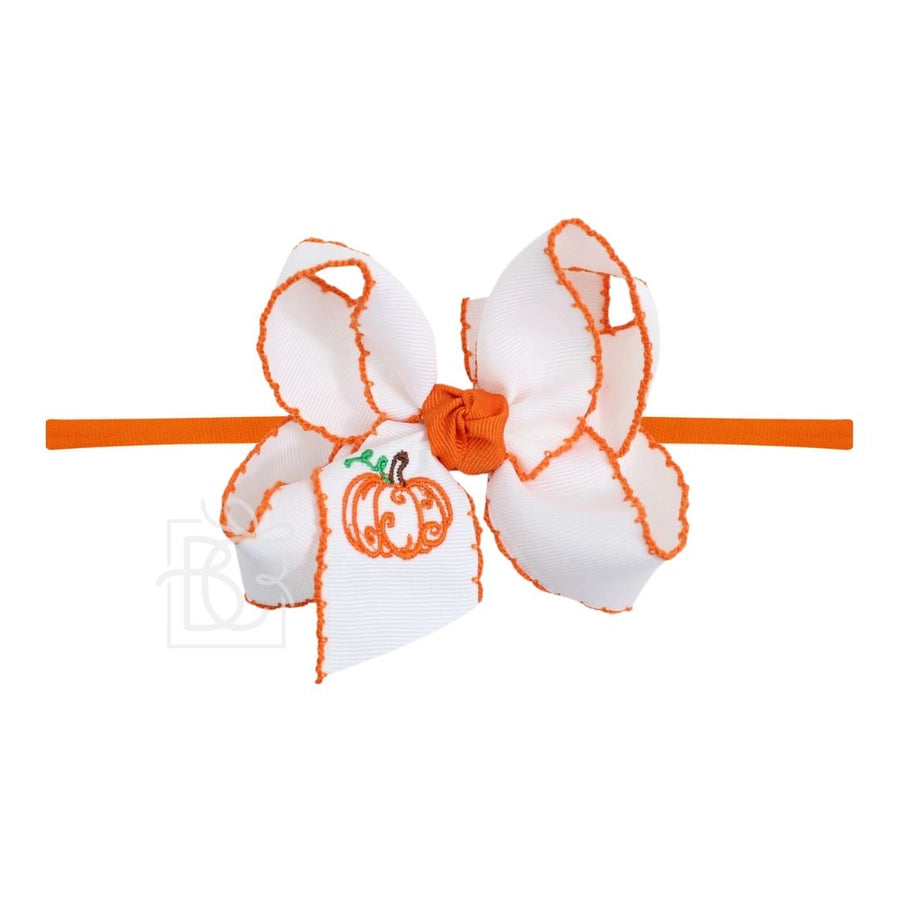 BC Embroidered Pumpkin Bow on Headband