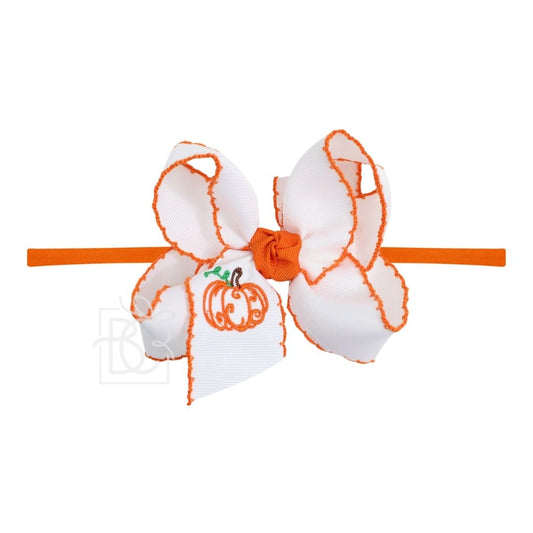 BC Embroidered Pumpkin Bow on Headband