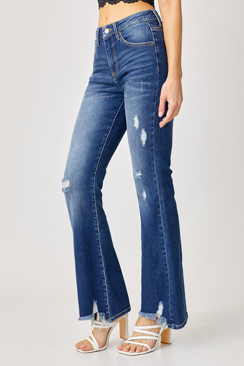 RJ High Rise Distressed Flare Jeans RDP1271