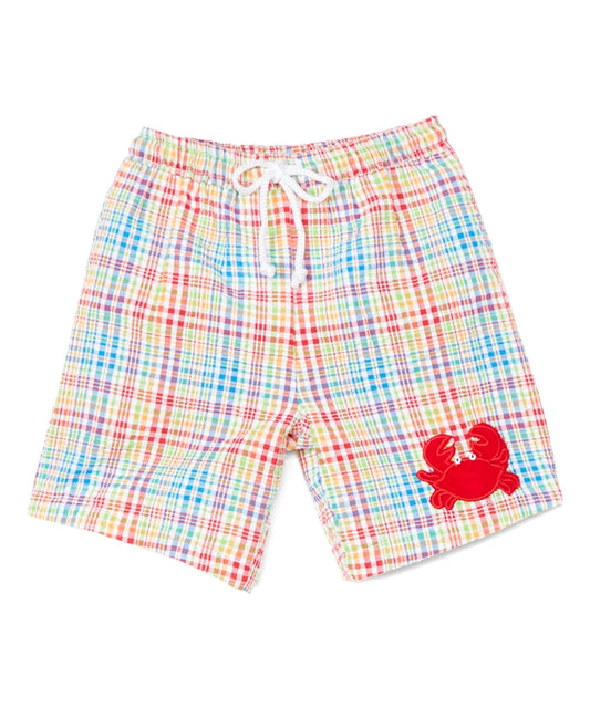 Petit Ami Crab Applique Swim Trunks