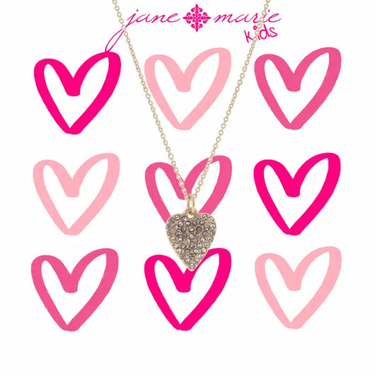 JM Kids Necklace Rhinestone Gold Lock