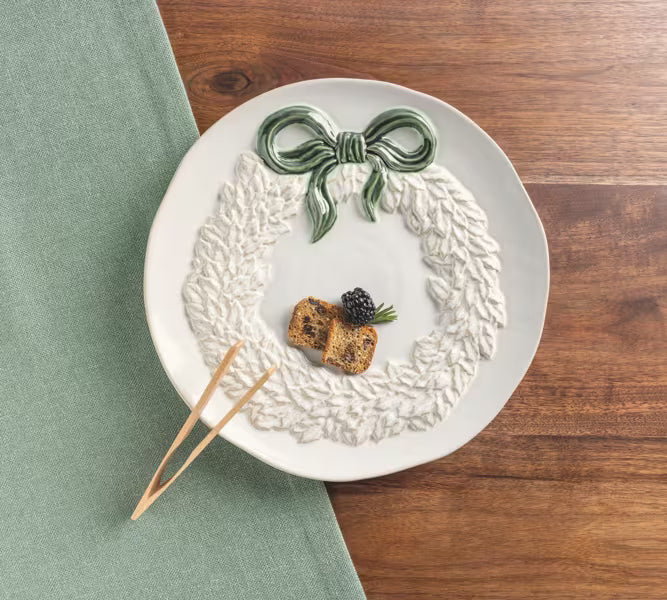 Mudpie White Wreath Cookie Plate Set