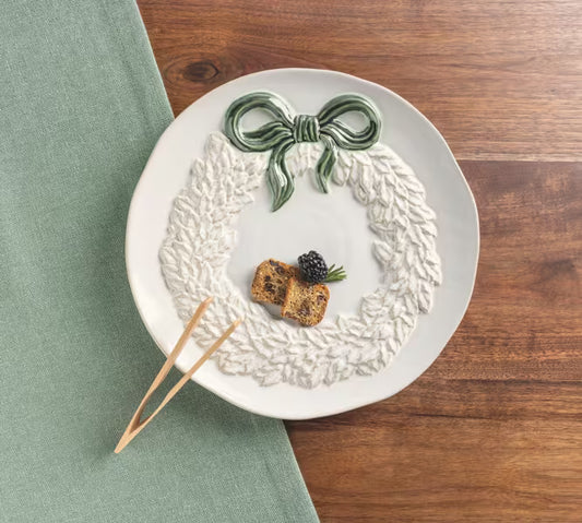 Mudpie White Wreath Cookie Plate Set