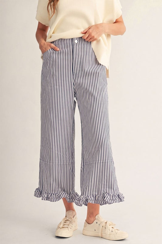 Jodifl Wide Leg Stripe Ruffle Pants