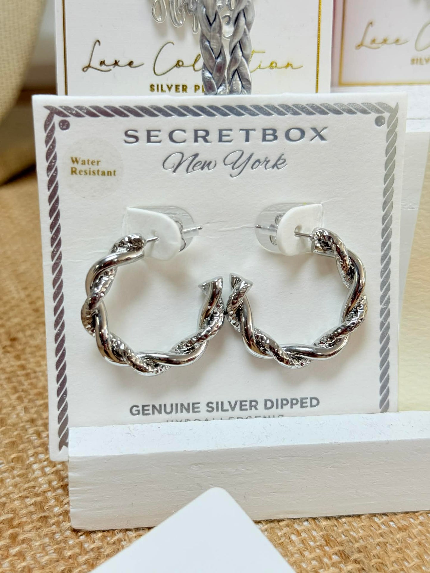 GS Secretbox Silver Twisted Hoops