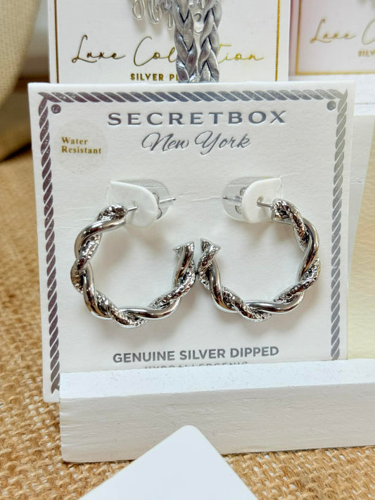 GS Secretbox Silver Twisted Hoops