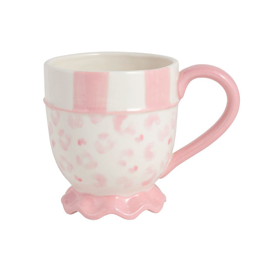 Mudpie Painted Leopard Ruffle Mug