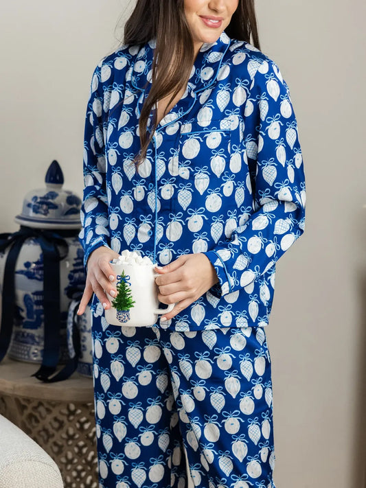 Mary Square "Twas The Night" Satin Charlotte Pajama Set