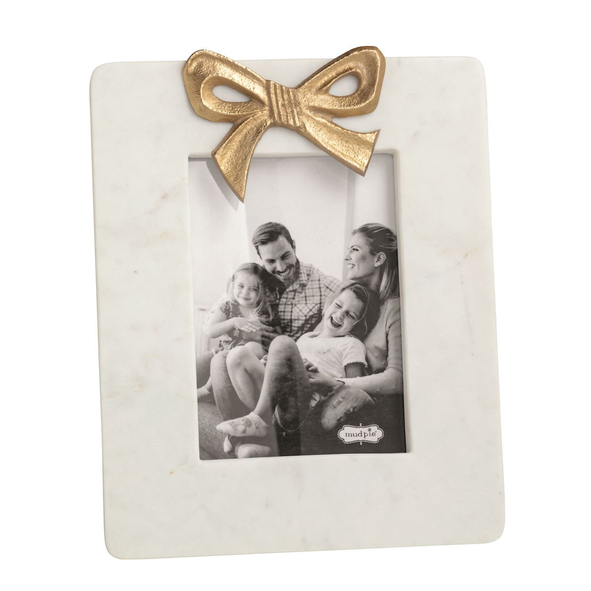 Mudpie Gold Bow Marble Frame
