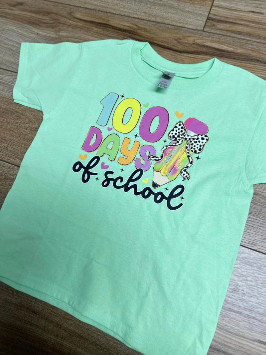 Sublimated Tee - 100 Days of School Mint Pencil