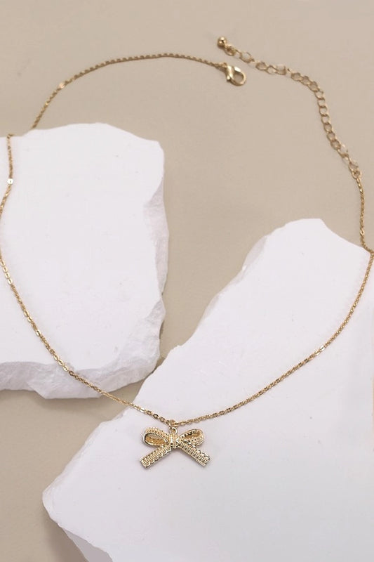 Josslyn Lace Bow Charm Necklace