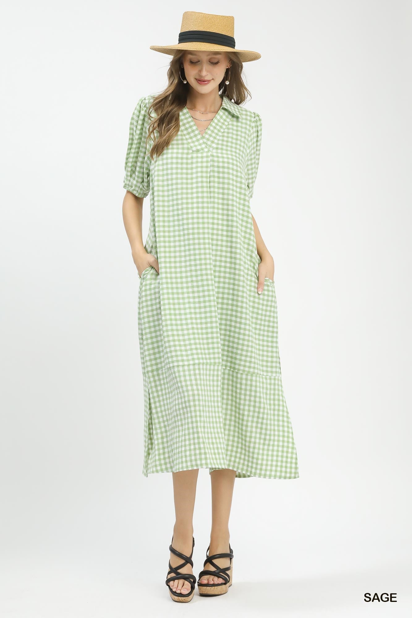 Umgee Gingham Midi Dress
