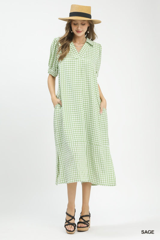 Umgee Gingham Midi Dress