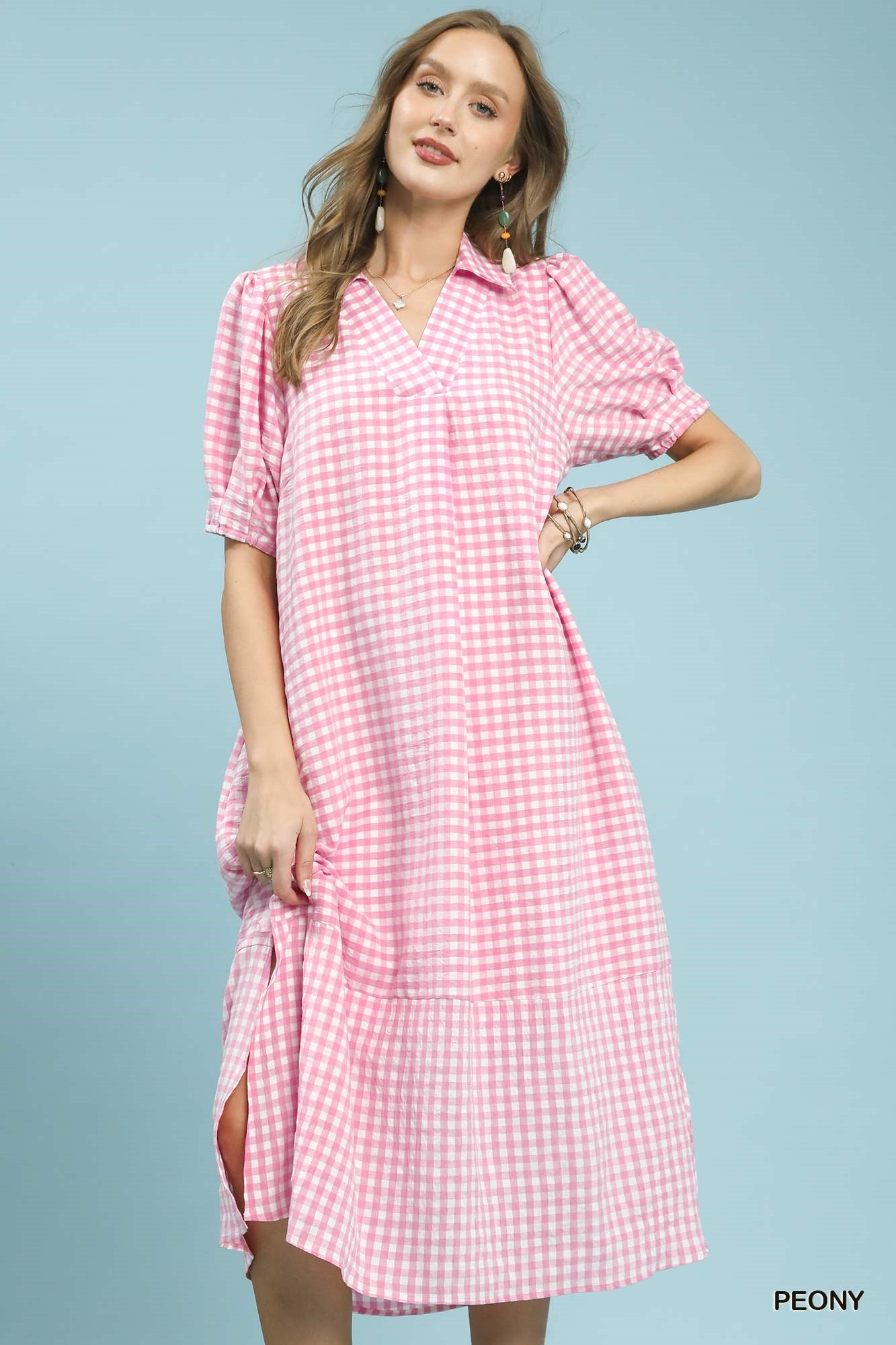 Umgee Gingham Midi Dress