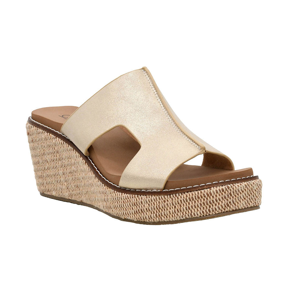 Corkys Kiss N Tell Wedge - Washed Gold Metallic