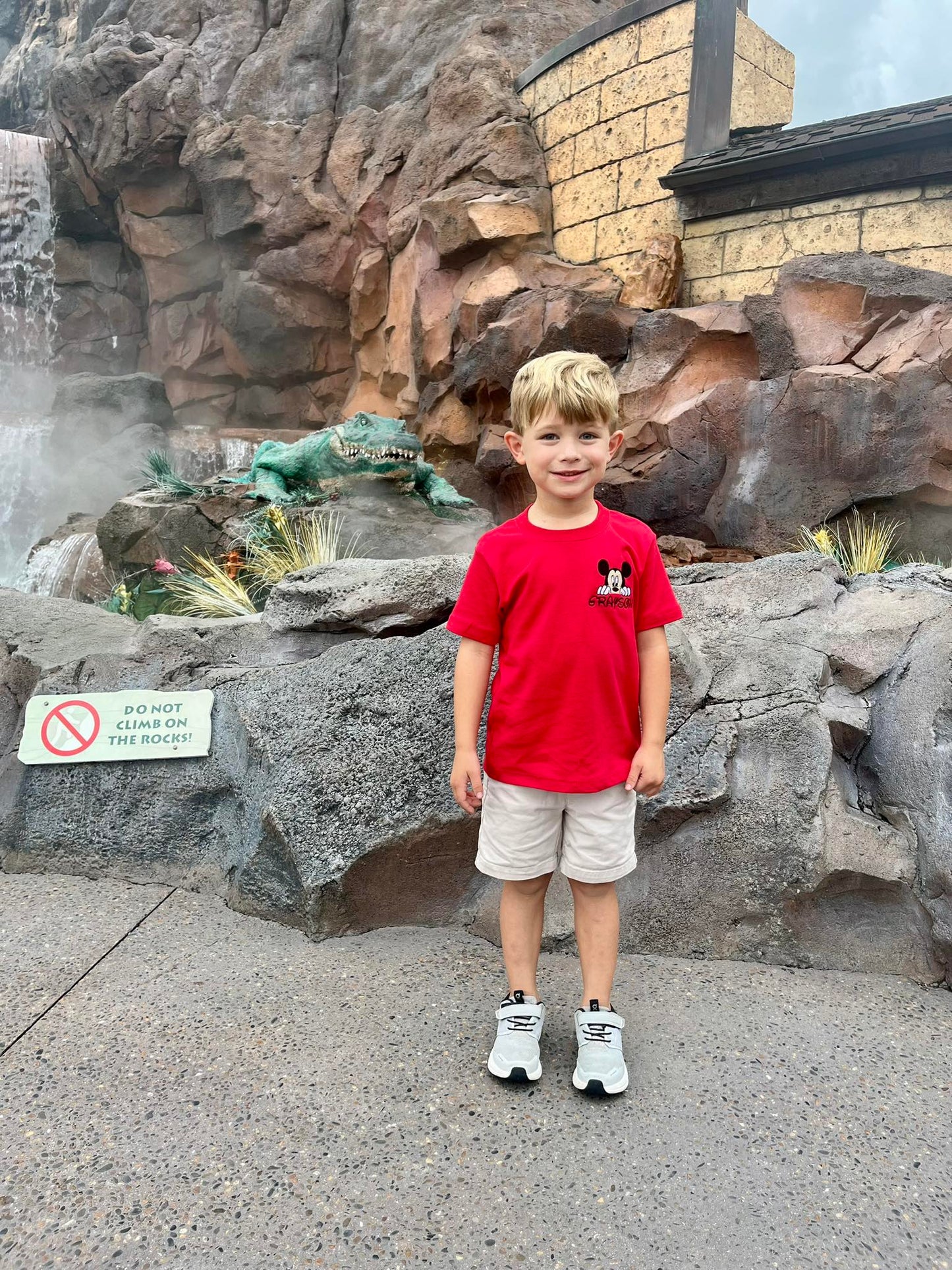 Mickey Name on Left Chest Red Shirt