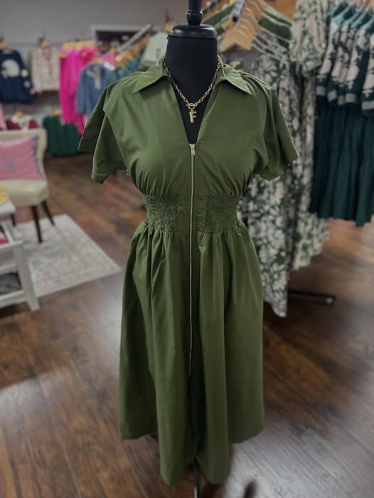 Entro Short Sleeve Midi with Smock Waistline