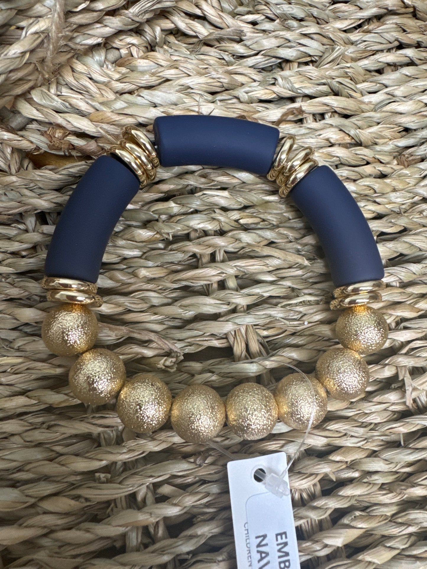 GS Navy and Gold Tube Bracelet
