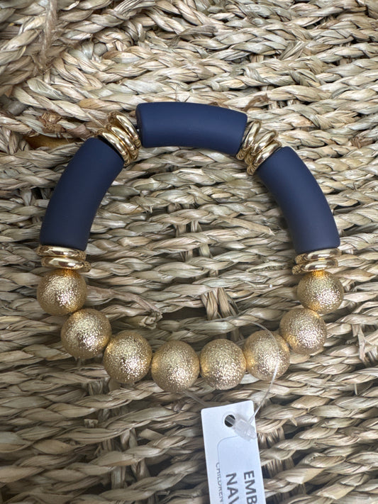 GS Navy and Gold Tube Bracelet