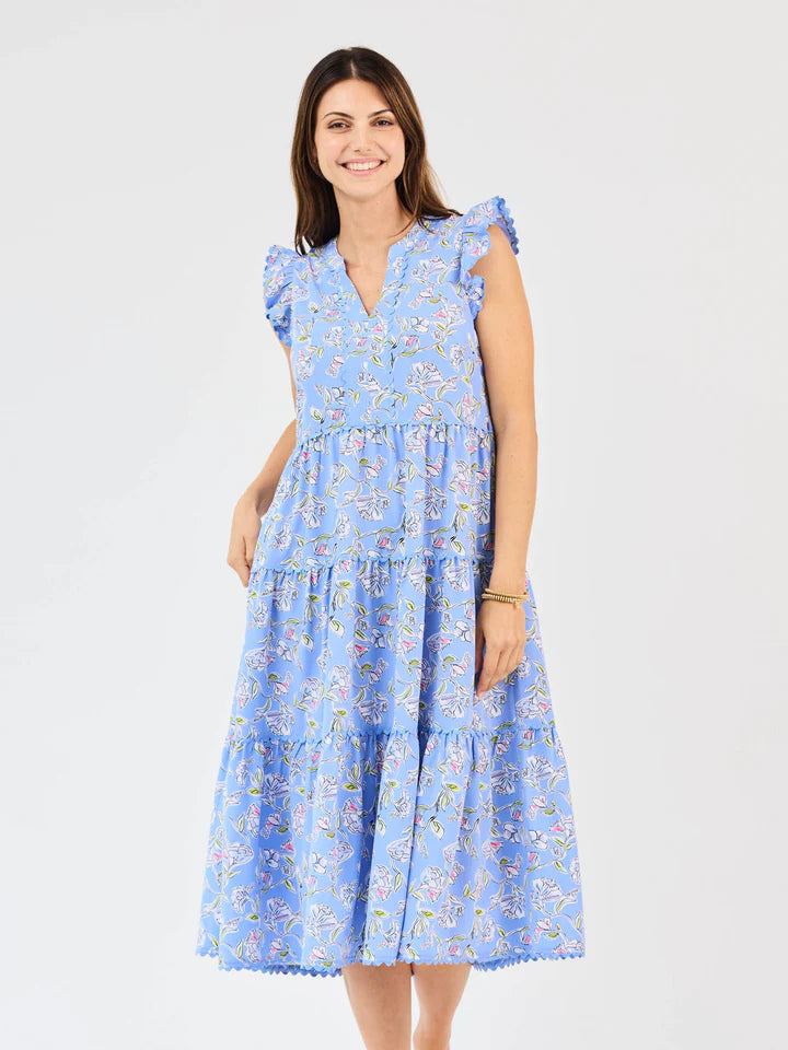 Mary Square Kari Dress - Pretty Petals Blue