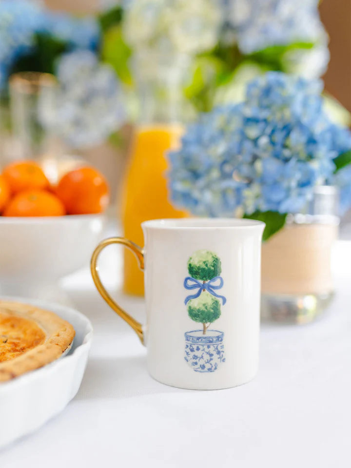 Mary Square Topiary Gold Handle Mug