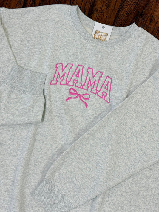 Mama Bow Embroidered Sweatshirt